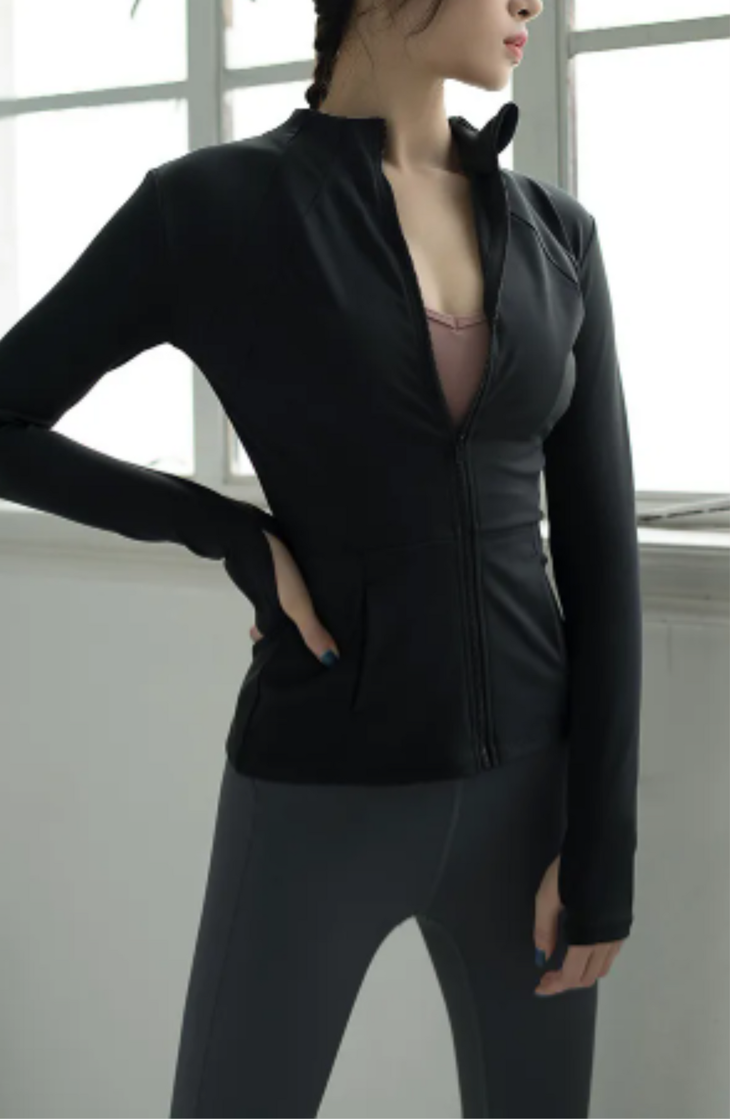 Slim Fit Sportjacke mit Reißverschluss