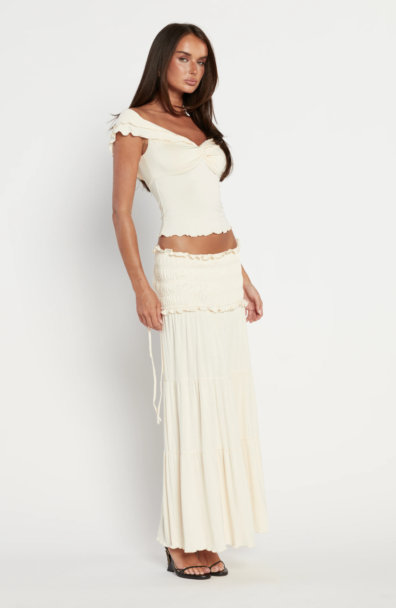 Bohemian V-Neck Crop Top & Skirt Set