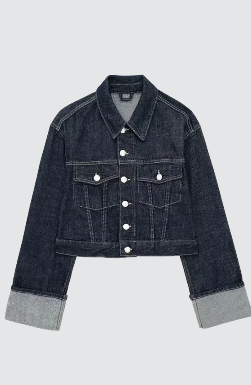 Vintage Denim Jacket & Wide-Leg Pants Set