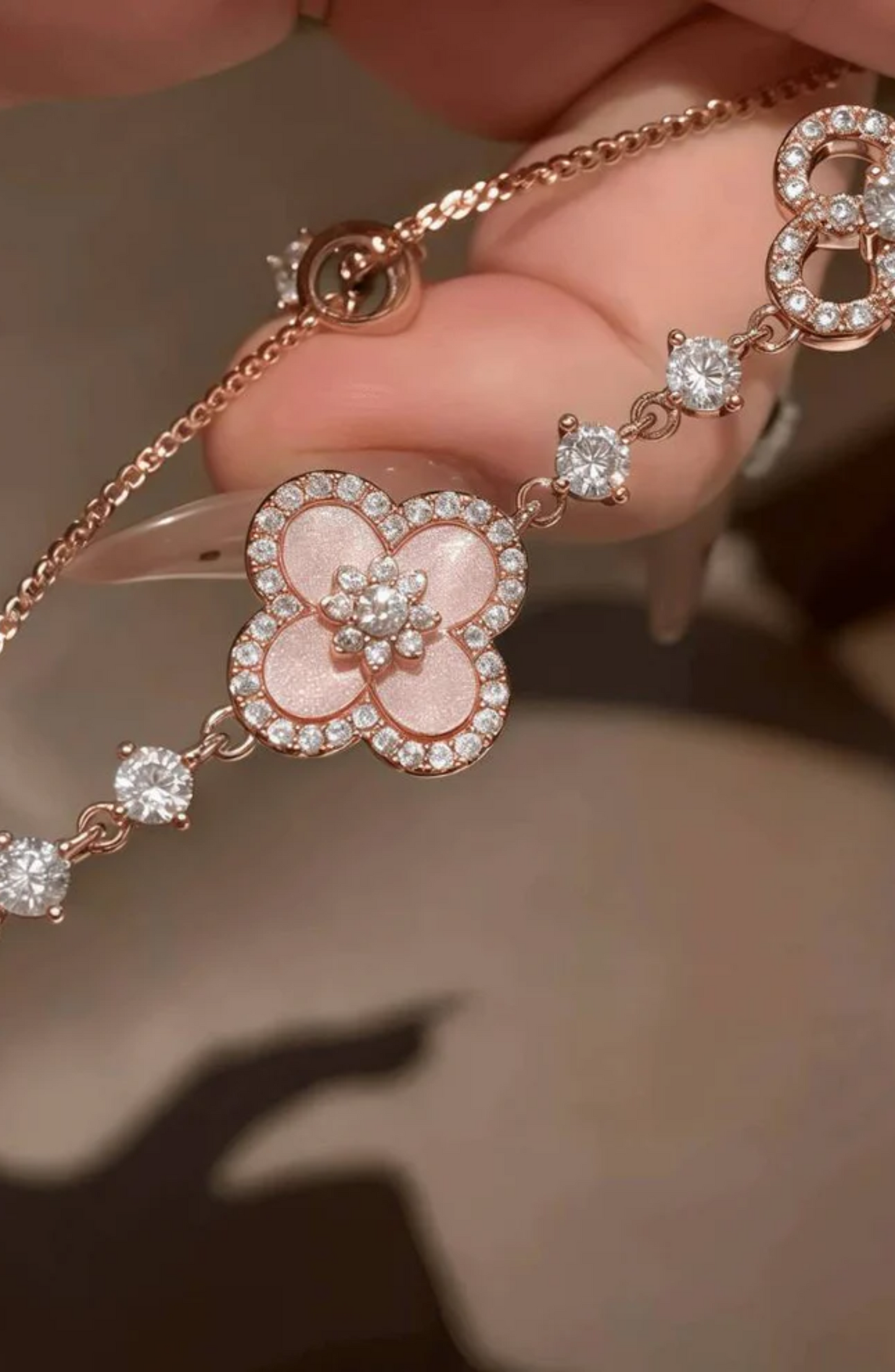 Pink Gold Flower Alhamb Bracelet