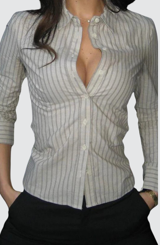 Office Siren Style Turn-Down Collar Shirt