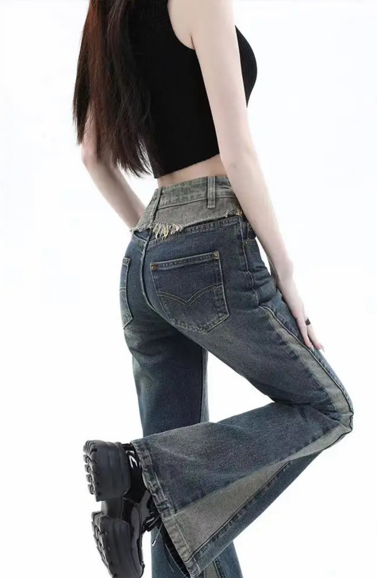Jean patchwork bicolore