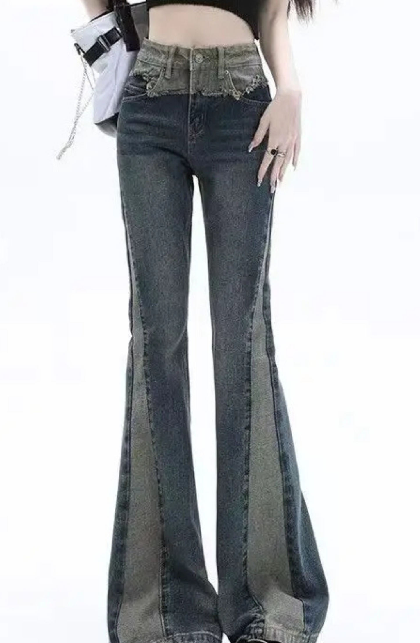 Jean patchwork bicolore
