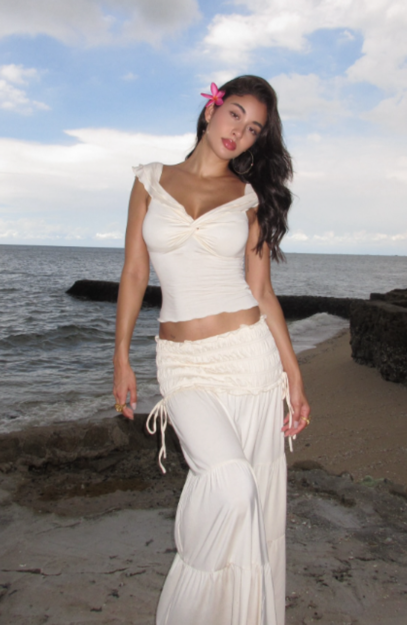 Bohemian V-Neck Crop Top & Skirt Set