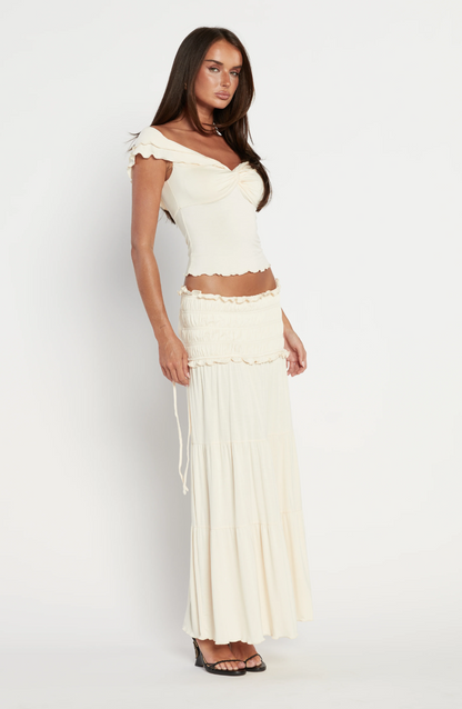 Bohemian V-Neck Crop Top & Skirt Set