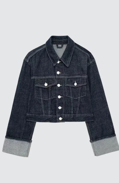 Vintage Denim Jacket & Wide-Leg Pants Set