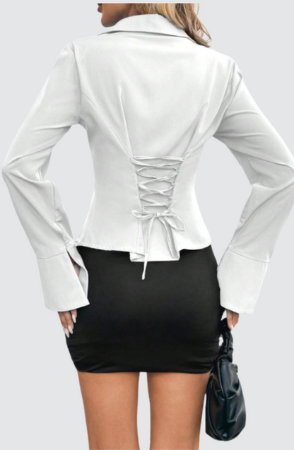 Chemisier blanc slim à manches cloche