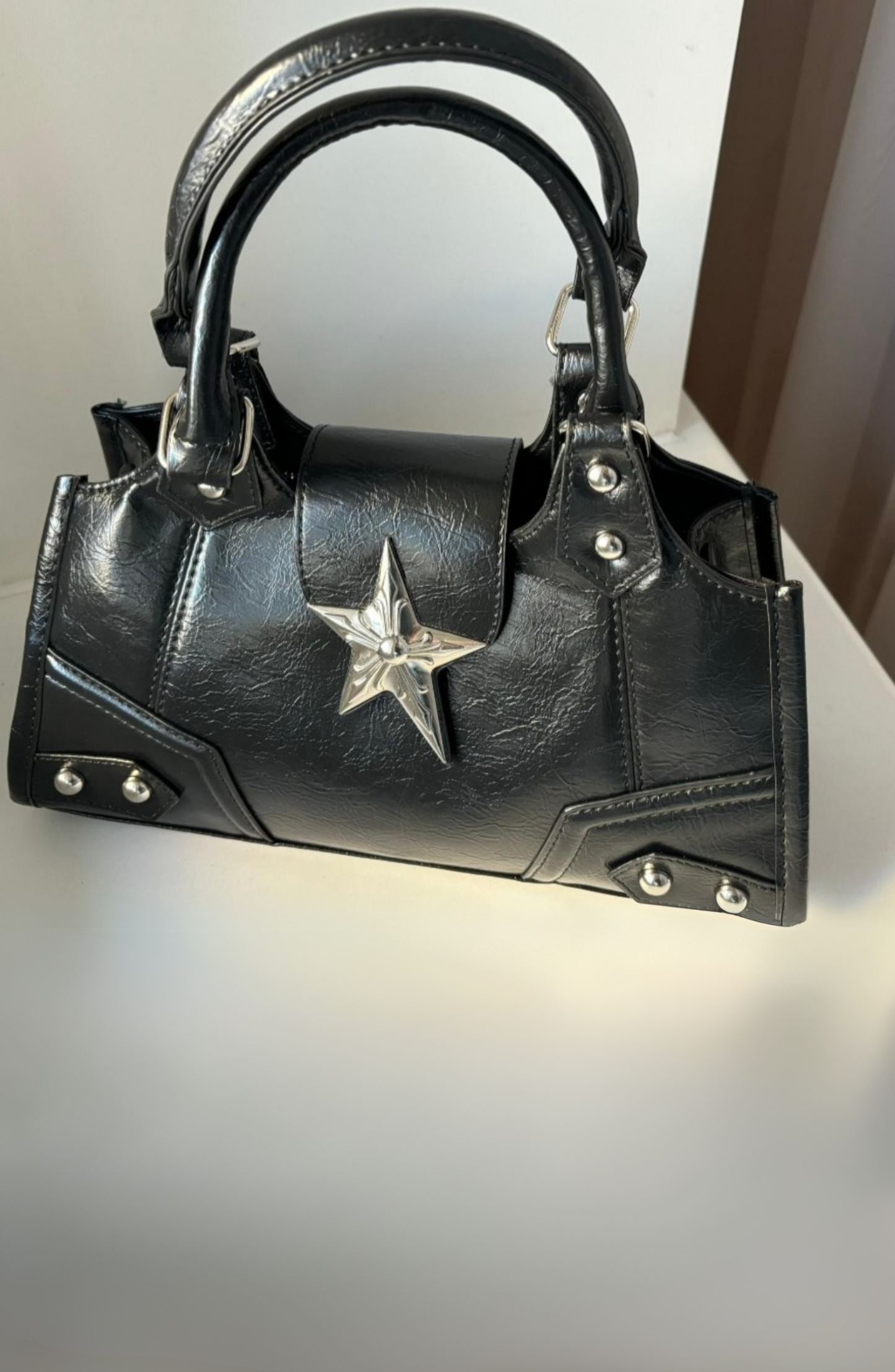Gothic Star Y2K Black Bucket Shoulder Bag
