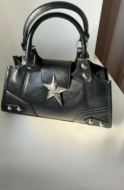 Gothic Star Y2K Black Bucket Shoulder Bag