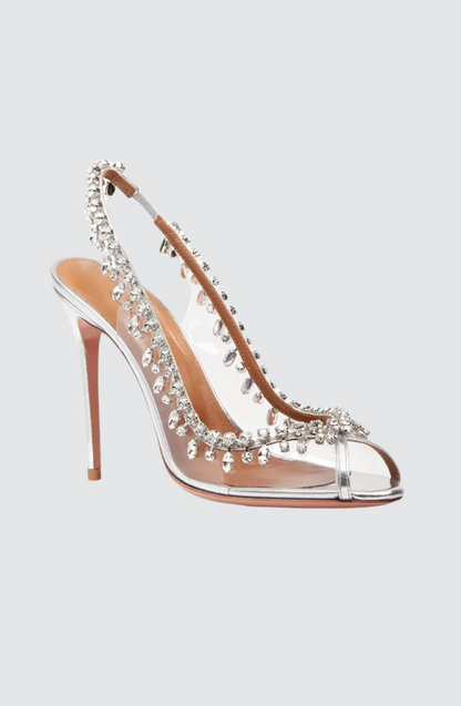 Rhinestone Chain Transparent Stiletto Heels
