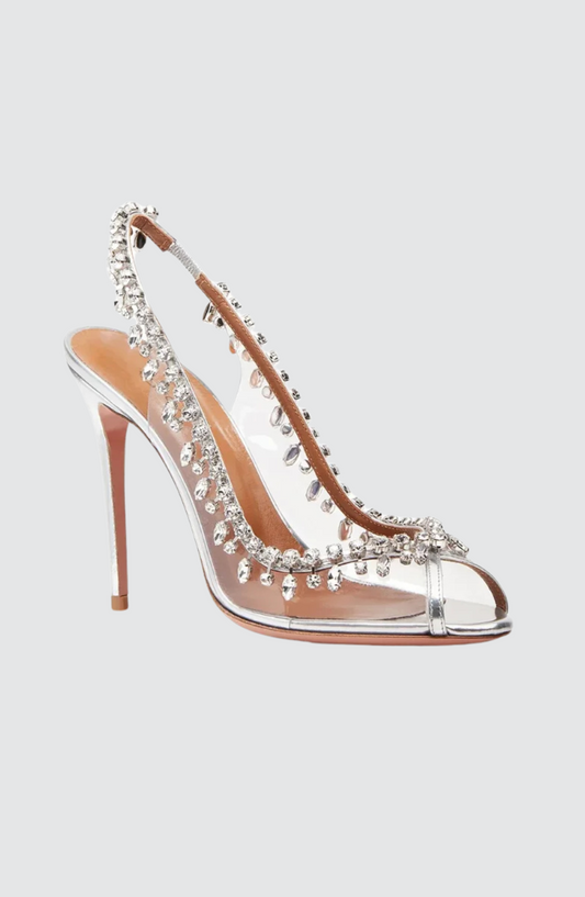 Rhinestone Chain Transparent Stiletto Heels