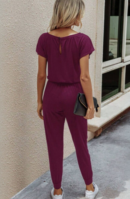 One-Shoulder Slanted Neckline Jumpsuit