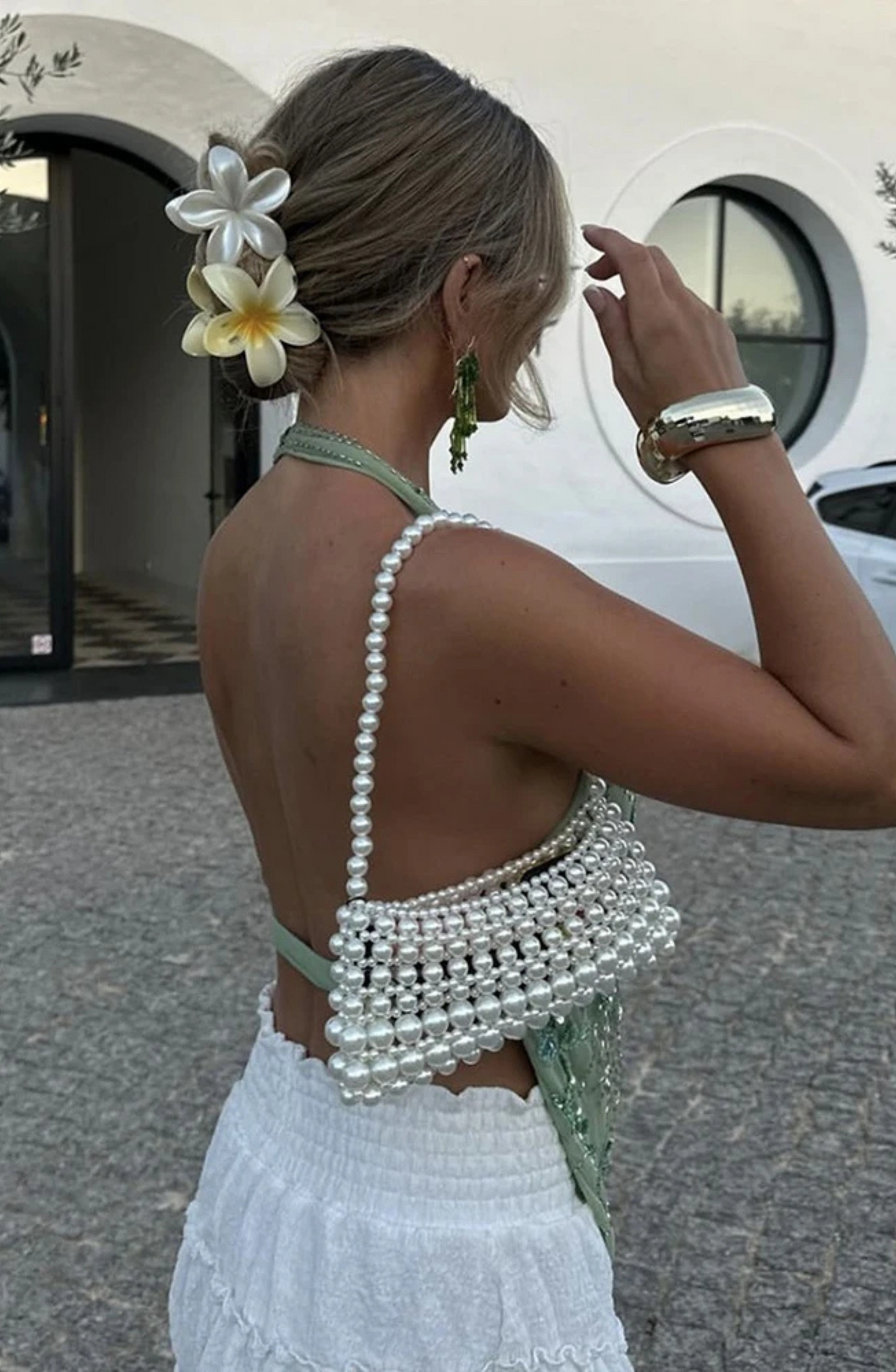 Haut sexy à paillettes dos nu