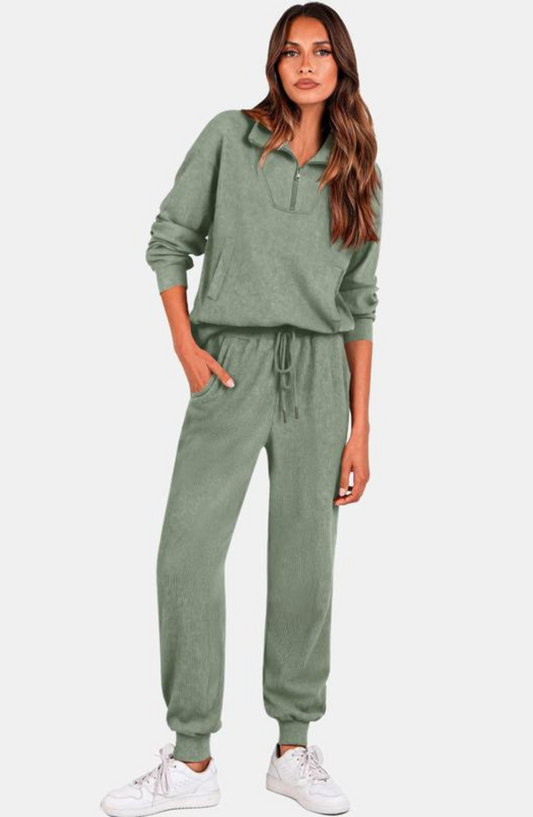 Half-Zip Polo Lounge Set