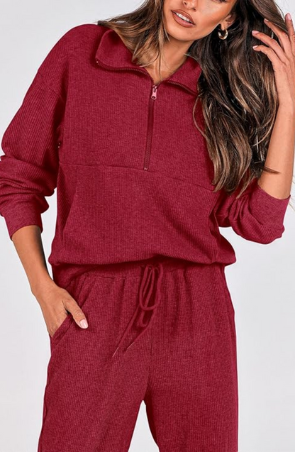 Half-Zip Polo Lounge Set